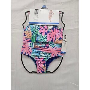 Member's Mark Girls 2-Piece Bikini Set Tropical Floral Pink Blue UPF 50 Size 2T